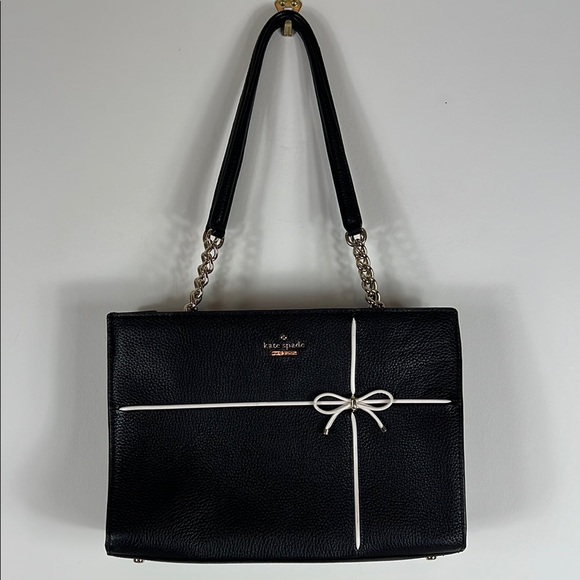 kate spade Handbags - Kate Spade Cherry Street Black Pebbled Leather Shoulder Bag Bow Accent
